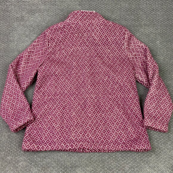 LL Bean Fleece Full Zip Jacket Womens XL Petite Red Anorak Diamond Fleece sherpa - Picture 7 of 12